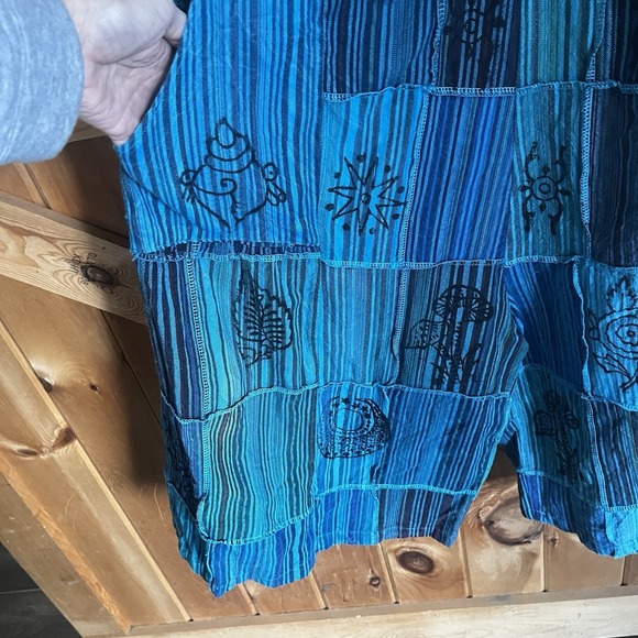 NWT Ananta Romper  Women's L/XL Patchwork Teal Blue Black Pockets Boho Hippie - Picture 3 of 16